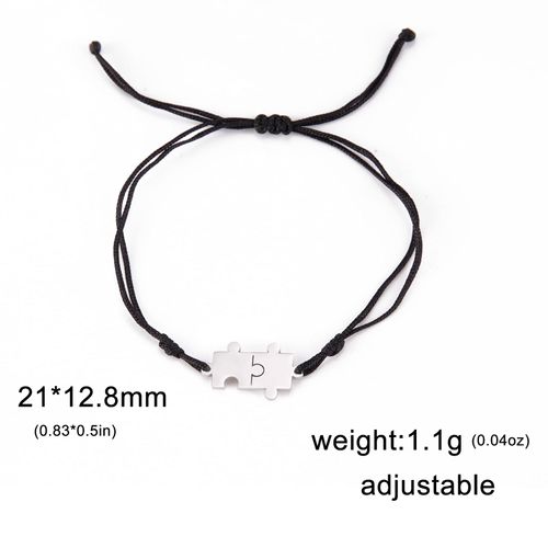 Unift Jigsaw Puzzle Piece Charms Bracelet À Portée De Main, Black Red String, Chimmen, Women Jewelry For Couple, Chia Ship Bff