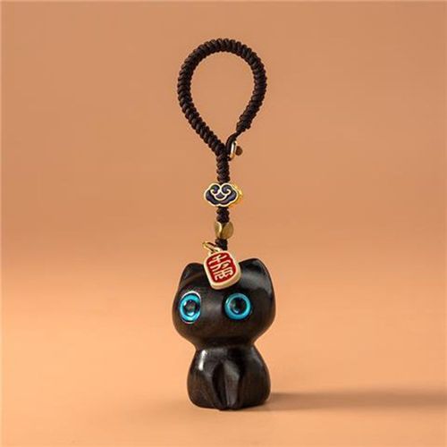 Porte-Clés Chat En Bois De Santal Tricoté À La Main, Pendentif Anime Mignon Pour Téléphone Portable, Accessoires Créatifs Personnalisés, Nouveau