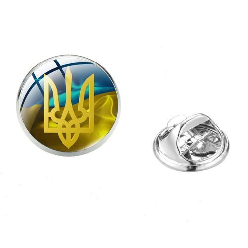 Tryzub Tryzub Broches Pour Hommes Et Femmes, Symdazers, Cabochon En Verre, Danemark Ges À Épingles En Acier Inoxydable, Vêtements Classiques, Bijoux Punk