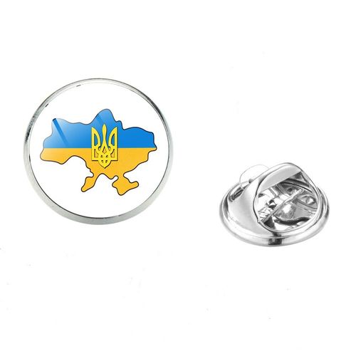 Tryzub Tryzub Broches Pour Hommes Et Femmes, Symdazers, Cabochon En Verre, Danemark Ges À Épingles En Acier Inoxydable, Vêtements Classiques, Bijoux Punk