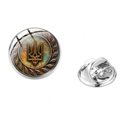 Tryzub Tryzub Broches Pour Hommes Et Femmes, Symdazers, Cabochon En Verre, Danemark Ges À Épingles En Acier Inoxydable, Vêtements Classiques, Bijoux Punk