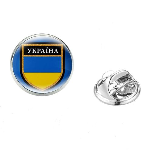 Tryzub Tryzub Broches Pour Hommes Et Femmes, Symdazers, Cabochon En Verre, Danemark Ges À Épingles En Acier Inoxydable, Vêtements Classiques, Bijoux Punk