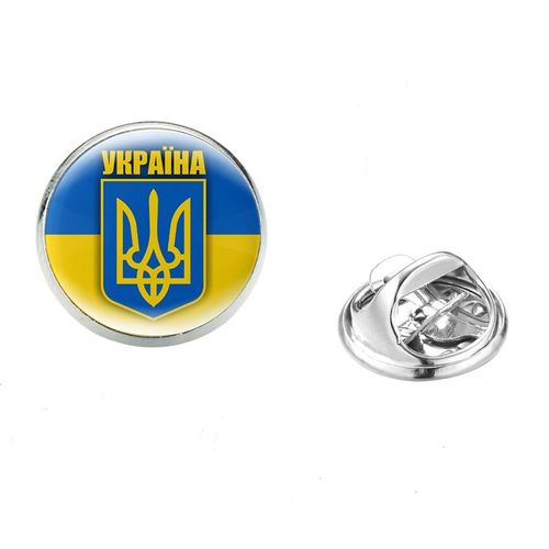 Tryzub Tryzub Broches Pour Hommes Et Femmes, Symdazers, Cabochon En Verre, Danemark Ges À Épingles En Acier Inoxydable, Vêtements Classiques, Bijoux Punk