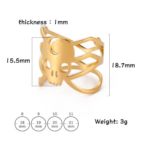 Unift Bague En Acier Inoxydable Noir Pour Femme, Crâne, Croissant De Lune, Gros Doigt, Punk, Gothique, Bijoux, Accessoires Y2k