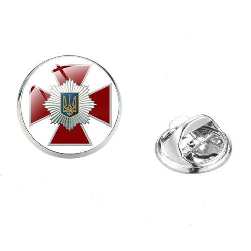 Tryzub Tryzub Broches Pour Hommes Et Femmes, Symdazers, Cabochon En Verre, Danemark Ges À Épingles En Acier Inoxydable, Vêtements Classiques, Bijoux Punk