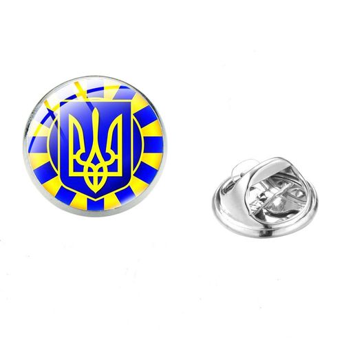 Tryzub Tryzub Broches Pour Hommes Et Femmes, Symdazers, Cabochon En Verre, Danemark Ges À Épingles En Acier Inoxydable, Vêtements Classiques, Bijoux Punk