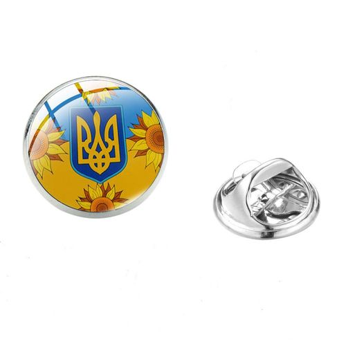 Tryzub Tryzub Broches Pour Hommes Et Femmes, Symdazers, Cabochon En Verre, Danemark Ges À Épingles En Acier Inoxydable, Vêtements Classiques, Bijoux Punk