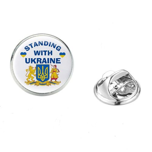 Tryzub Tryzub Broches Pour Hommes Et Femmes, Symdazers, Cabochon En Verre, Danemark Ges À Épingles En Acier Inoxydable, Vêtements Classiques, Bijoux Punk