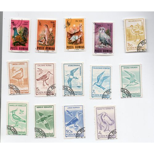 Roumanie- Lot De 14 Timbres Oblitérés- Oiseaux Divers