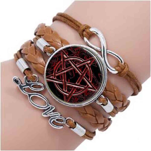 Personnalité Temps Gemme Bracelet Pentagramme Sorcellerie Verre Bracelet Bracelets De Charme Charmes Bijoux Bracelets