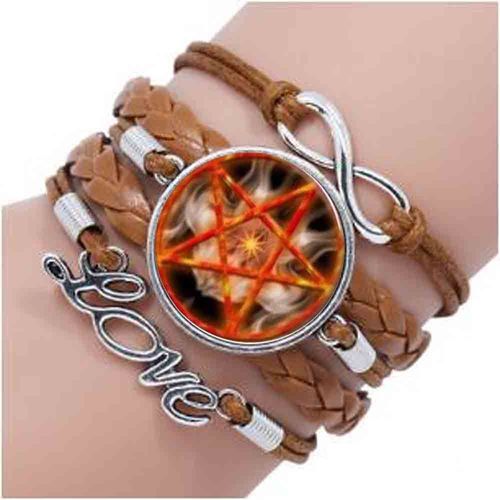 Personnalité Temps Gemme Bracelet Pentagramme Sorcellerie Verre Bracelet Bracelets De Charme Charmes Bijoux Bracelets