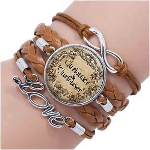 2017 Je Ne Suis Pas Fou De La Citation Du Bracelet Cheshire Alice Au Pays Des Merveilles, Cabochon En Verre Fait À La Main, Accessoires De Bijoux