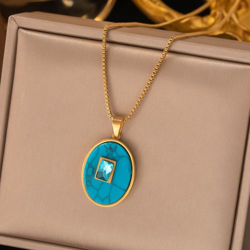 Sion L-Ensemble De Bijoux Bohème En Acier Inoxydable Pour Femme, Boucles D'oreilles, Pendentif Turquoise, Collier
