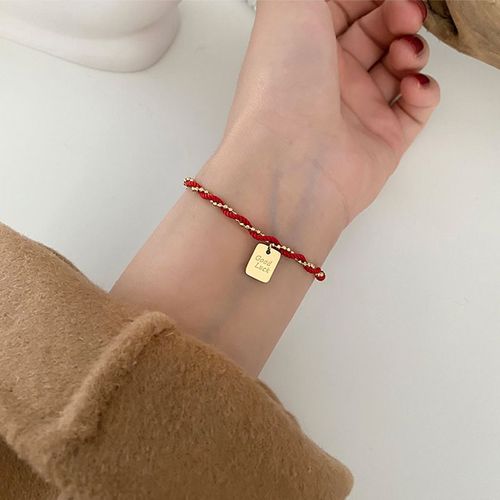 Ramos-Bracelet Ethnique En Titane Et Acier Inoxydable Avec Corde Rouge, Breloque Porte-Bonheur Plaqué Or Chimique Pour Femme