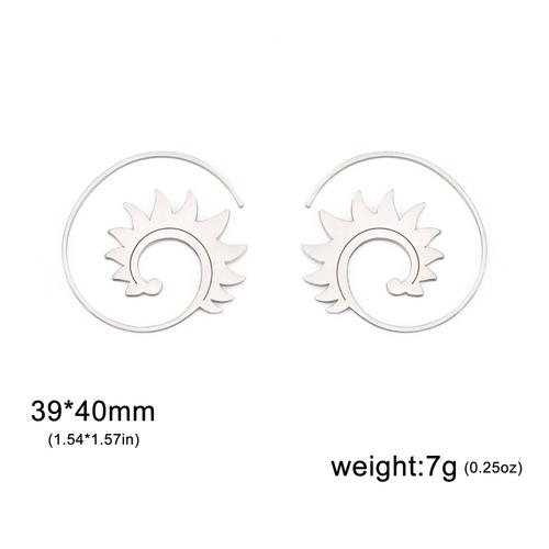 Unift Boucles D'oreilles Flamme Soleil Spirale Pour Femme, Acier Inoxydable, Fil Ouvert, Bijoux Ethniques, Piercing D'oreille Tribal, Accessoires Cadeau