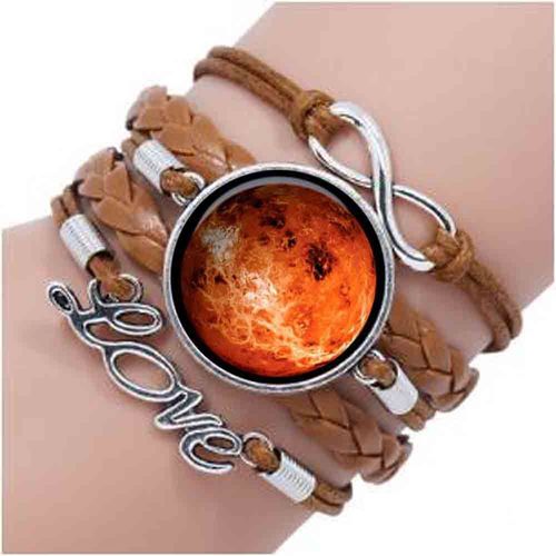Bracelet Cabochon En Verre De Mercure, Planètes, Terre, Mars, Jupiter, Néptune, Chaîne Noire, Ras Du Cou, Bijoux Cadeau Pour Homme Et Femme