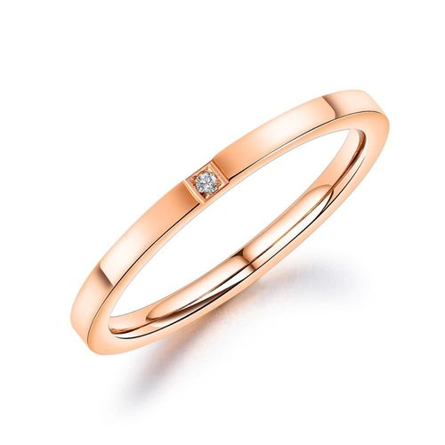 Ramos-Bagues En Acier Inoxydable Pour Femmes Et Filles, Matiques En Pierre De Cone Cubique Blanche, Matiques En Or Rose Chimoffice, Bijoux Contre-Indiqués, 2mm