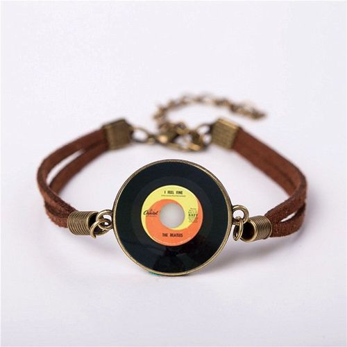 Qiyufang-Bracelet Dj En Métal Avec Épingle Cd Pour Hommes Et Femmes, Bijoux De Musique, Bracelets En Laiton Vintage, Cadeau Pour Ami, Soleil, Style Steampunk, Chaud, Nouveau