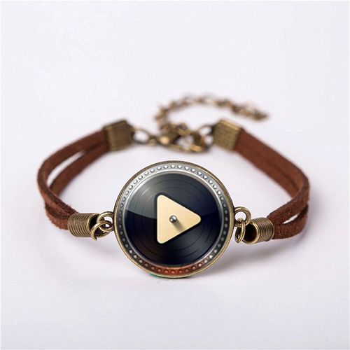 Qiyufang-Bracelet Dj En Métal Avec Épingle Cd Pour Hommes Et Femmes, Bijoux De Musique, Bracelets En Laiton Vintage, Cadeau Pour Ami, Soleil, Style Steampunk, Chaud, Nouveau