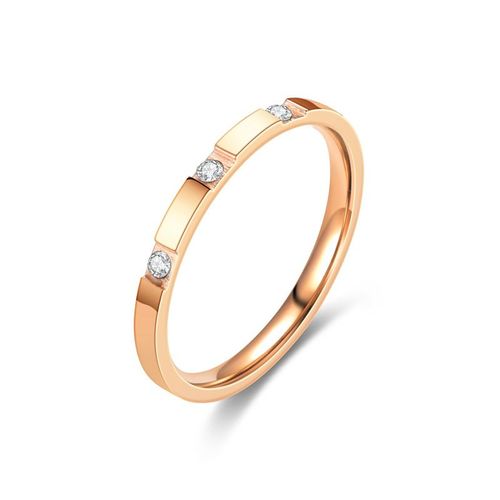 Ramos-Bague De Mariage En Acier Au Titane Pour Femme, Petit Cubique, Contre-Indiqué, Or Rose, Document En Cristal, Bijoux De Mariage