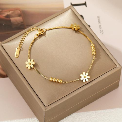 Chaîne De Cheville En Acier Inoxydable 316l Pour Femme, Bijoux Haut De Gamme, Perles Antidérapantes, Élégantes Marguerite, Ornements De Cheville, Breloque