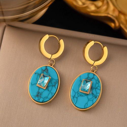 Sion L-Ensemble De Bijoux Bohème En Acier Inoxydable Pour Femme, Boucles D'oreilles, Pendentif Turquoise, Collier