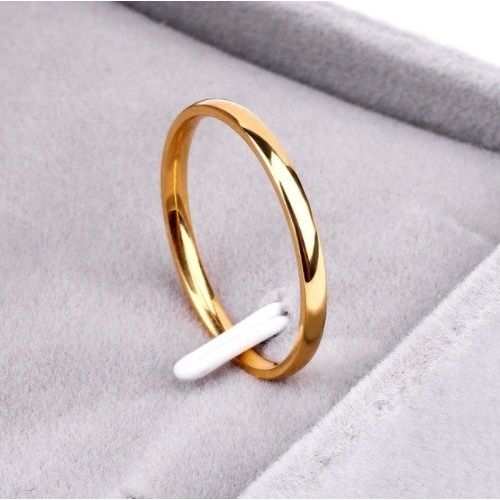 Bague De Couple Fine En Acier Inoxydable De 2 Mm, Trois Couleurs, Simple, À La Mode, Or Rose, Bijoux Pour Femmes