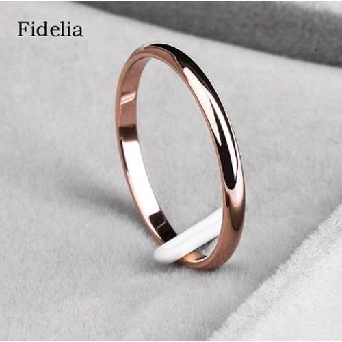 Bague De Couple Fine En Acier Inoxydable De 2 Mm, Trois Couleurs, Simple, À La Mode, Or Rose, Bijoux Pour Femmes
