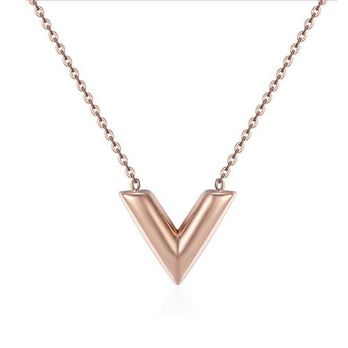 Collier Avec Pendentif De Marque Avec La Lettre V Tendance Pour Femme, Sautoir En Acier Inoxydable, Bijoux Et Accessoire De Mode, Couleur Or, Chaîne De Cou, Parure Avec Pendent D'initiale