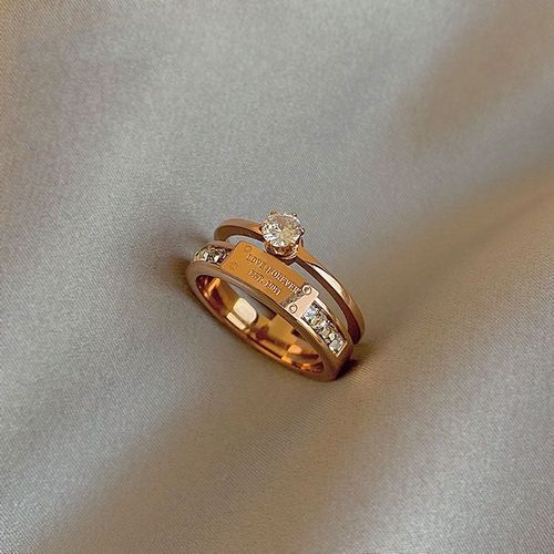 Bague Double Lettre Pour Femme, Acier Au Titane, Or Rose, Bijoux De Doigt Classiques, Bague De Tempérament Pour Fille, Fête De La Mode, Nouveau, 2023