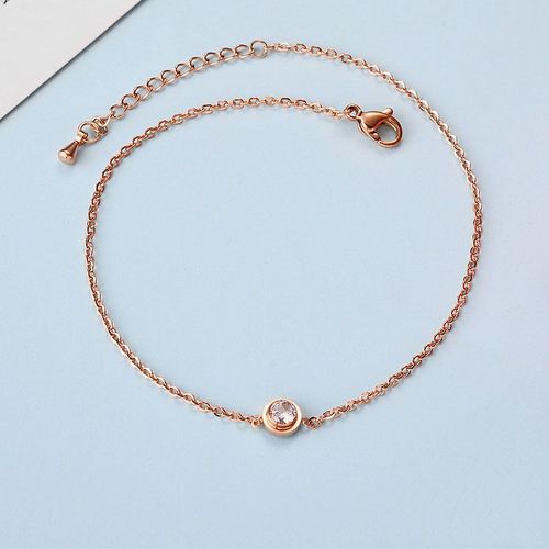 Bracelet De Cheville En Acier Inoxydable Pour Femme, Bijoux De Pied, Or Rose, Cone Cubique, Contre-Indiqué