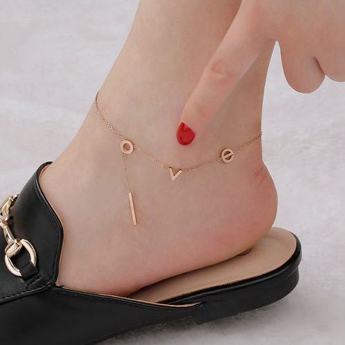 Bracelet De Cheville En Or Rose Avec Lettre D'amour Pour Femme, Bijoux À Breloques En Acier Inoxydable, Ne Se Décolore Pas, Cadeau Sion L