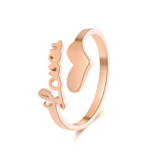 Bague De Mariage Simple En Acier Et Titane, Anneau De Haute Qualité, Simple, C¿Ur D'amour, Pour Filles, Femmes, Mode, Or Rose, Super Fin, Élégant