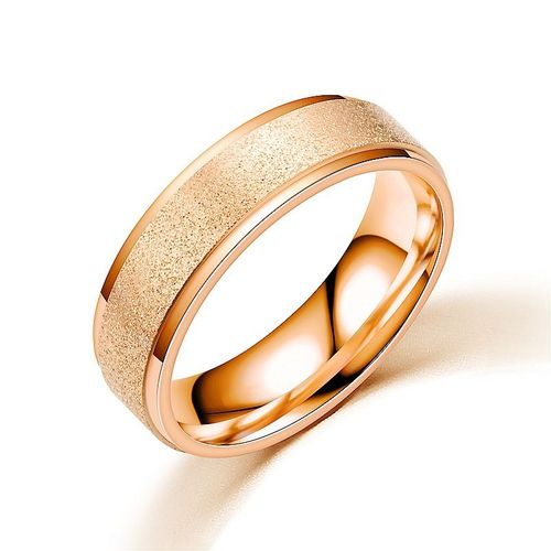 Bagues En Titane Et Acier Inoxydable De 6mm Pour Homme Et Femme, Anneaux De Fiançailles, Couleur Or Rose, De Haute Qualité, Givrés