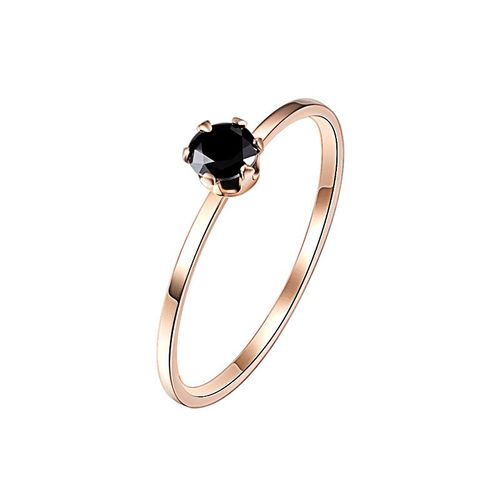 Bague Fine Unique En Titane Et Acier Incrusté De Matériau Transparent Noir À La Mode, Bague Tendance Pour Femmes, Cadeau De Bijoux