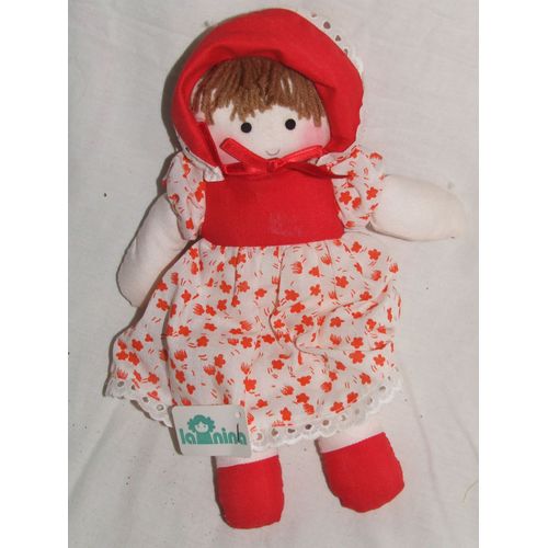 Poupee La Nina Tissu Chiffon Robe Rouge 25 Cm
