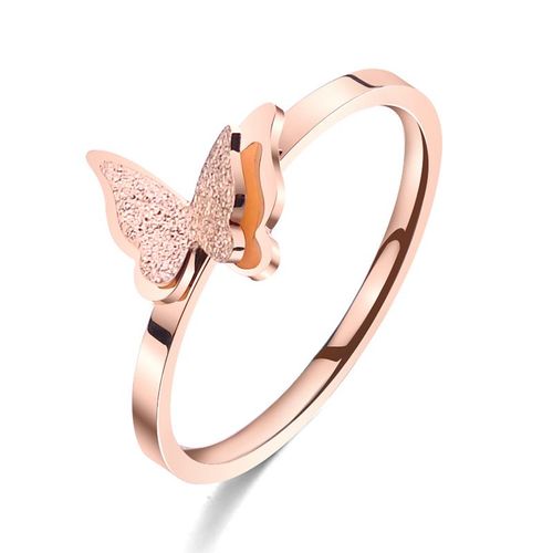 Chimscrub-Bagues De Mariage Papillon 3d En Or Rose, Bijoux De Marque Supérieure, Bague De Fiançailles En Acier Inoxydable, Ne Se Décolore Pas