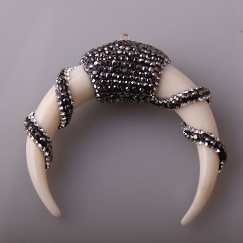 Pendentif En Forme De Lune En Forme De Corne De B¿Uf, Avec Strass En Cristal Hématite, Décoration Pour Bijoux, Breloques, Livraison Gratuite