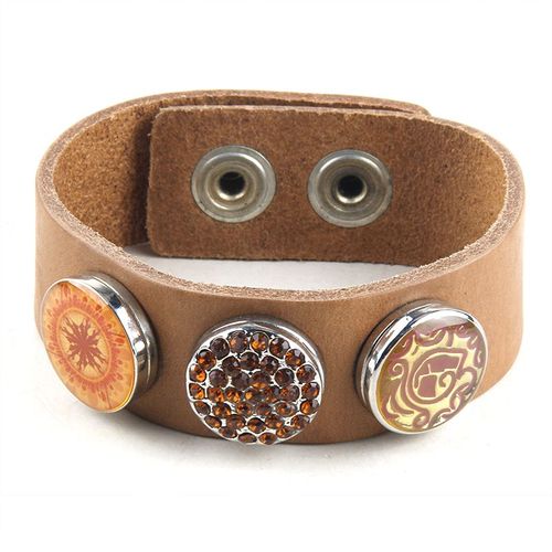 Bracelet En Cuir Avec Bouton En Métal, Pierre Cz Marron Émail Fleur, Belle, Noble, Enveloppe En Cuir Marron, Livraison Gratuite, Nouvelle Collection