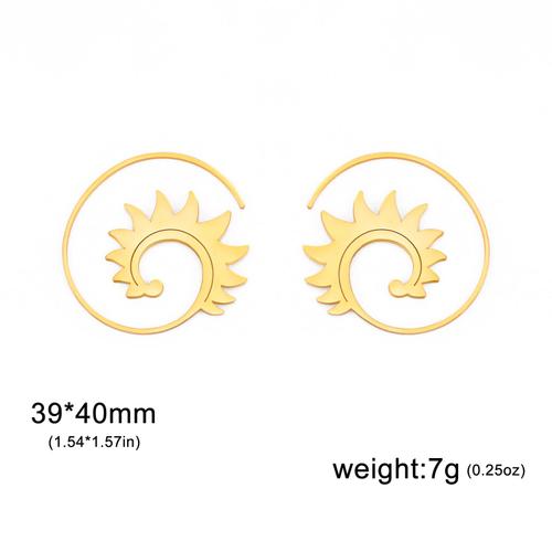 Unift Boucles D'oreilles Flamme Soleil Spirale Pour Femme, Acier Inoxydable, Fil Ouvert, Bijoux Ethniques, Piercing D'oreille Tribal, Accessoires Cadeau