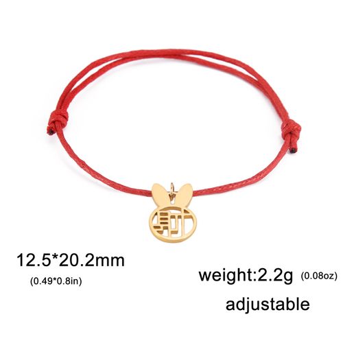 Unift Bracelet Lapin Porte-Bonheur En Acier Inoxydable, Chaîne Rouge, Amulette D'argent, Année Du Zodiaque Chinois, Bijoux Porte-Bonheur À La Mode