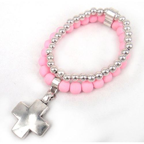 Bracelet À Breloques Croix En Alliage Et Perles De Verre Pour Femme, Commandé, Cadeau De Vacances
