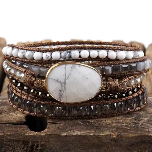 Brassard Perlé Rh Fashion, Breloque En Cristal Violet Et Gris, Breloque En Charbon Naturel, 5 Brins, Bracelets Ronds, Livraison Directe