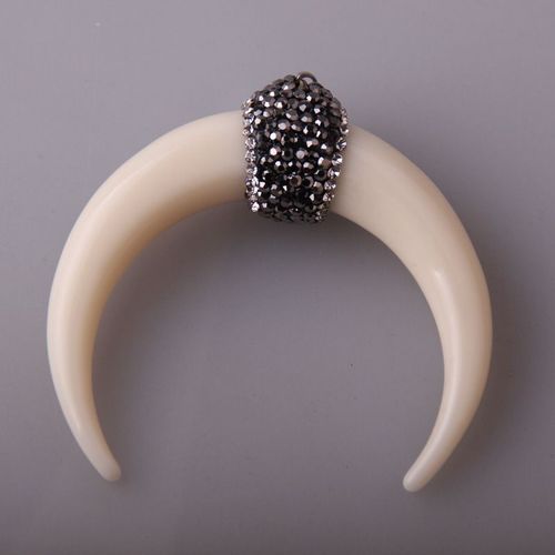 Pendentif En Forme De Lune En Forme De Corne De B¿Uf, Avec Strass En Cristal Hématite, Décoration Pour Bijoux, Breloques, Livraison Gratuite