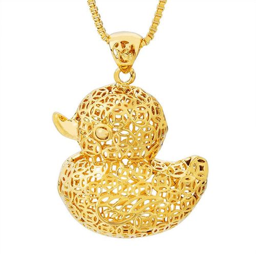 Pendentif De Conception Creuse De Canard Jaune Pour Les Femmes, Cadeau D'amitié, Lingots Porte-Bonheur Mignons, Cadeau De Bijoux Sans Chaîne