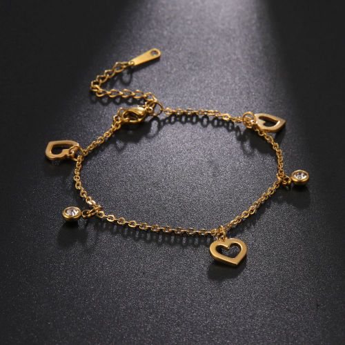 Unift Bracelet À Breloques En Forme De C¿Ur Et De Lune Pour Femme, Bijoux Tendance, Plaqué Or, En Acier Inoxydable, Cadeau, Vente En Gros