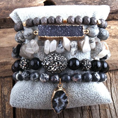 Rh-Ensembles De Bracelets En Pierre Naturelle Perlée Rouge Pour Femmes, Breloques Goutte Lomzy, Bijoux De Mode, Nouveau Créateur, 5 Pièces, Dropsunshine