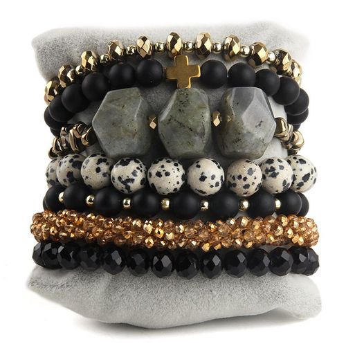 Rh Fashion-Ensemble De Bracelets En Pierre Perlée Et Lomzy Pour Femme, Bijoux Bohèmes, Accessoires De Charme, Ensemble De Bracelets Commandés, Cadeau De Pile, 6 Pièces