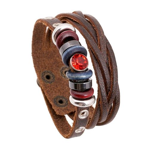 Bracelets Vintage Boho Gitane Hippie Punk Beige, Cordon Enroulé En Cuir Noir Marron Perles En Bois, Empiler Bracelets Pour Hommes, Bijoux De Poignet