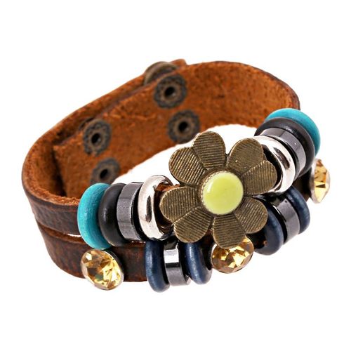Bracelets Vintage Boho Gitane Hippie Punk Beige, Cordon Enroulé En Cuir Noir Marron Perles En Bois, Empiler Bracelets Pour Hommes, Bijoux De Poignet